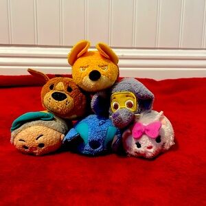 Disney Tsum Tsum lot of 6 Bruno, Mad Hatter, Finnick, Ele, Stitch, Marie cat